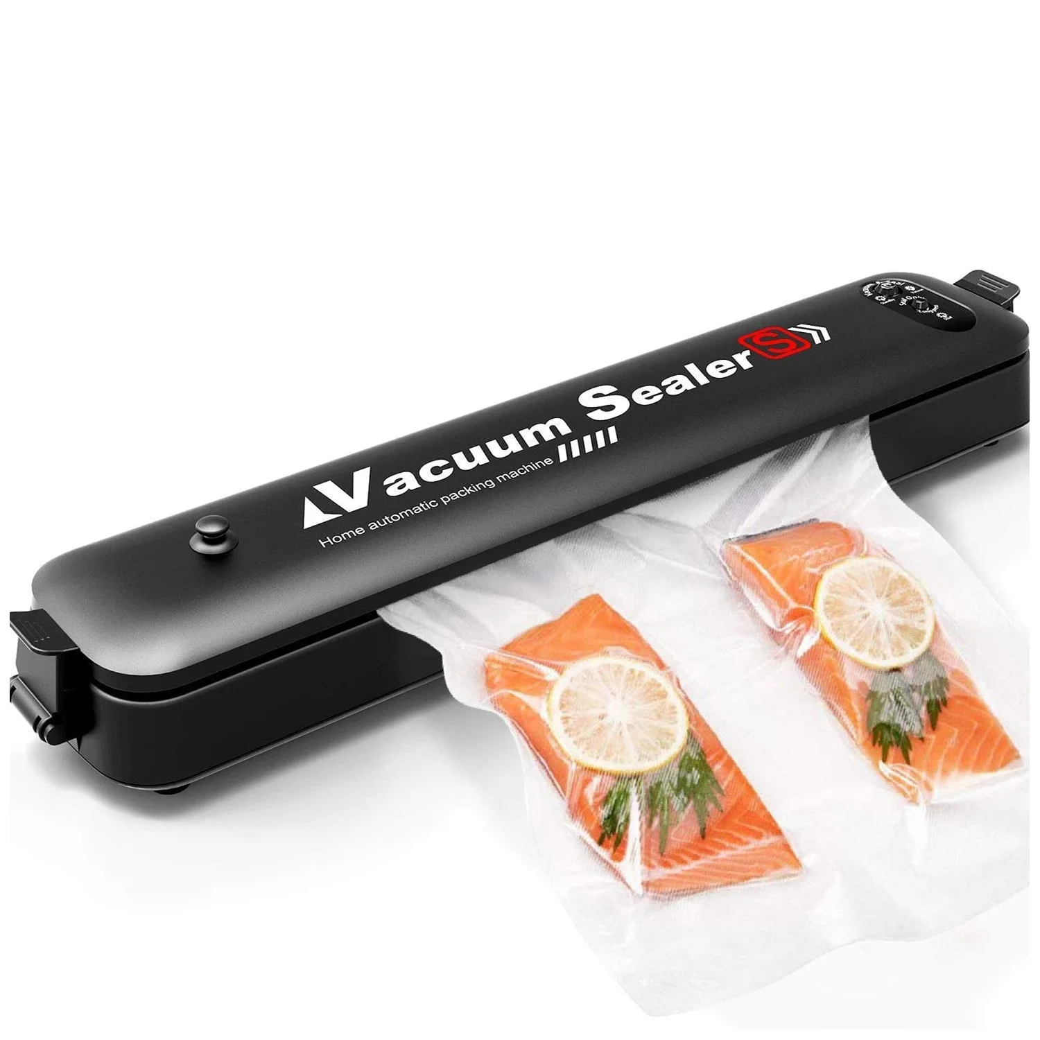 Vacuum sealer machine with a bag of fresh vegetables