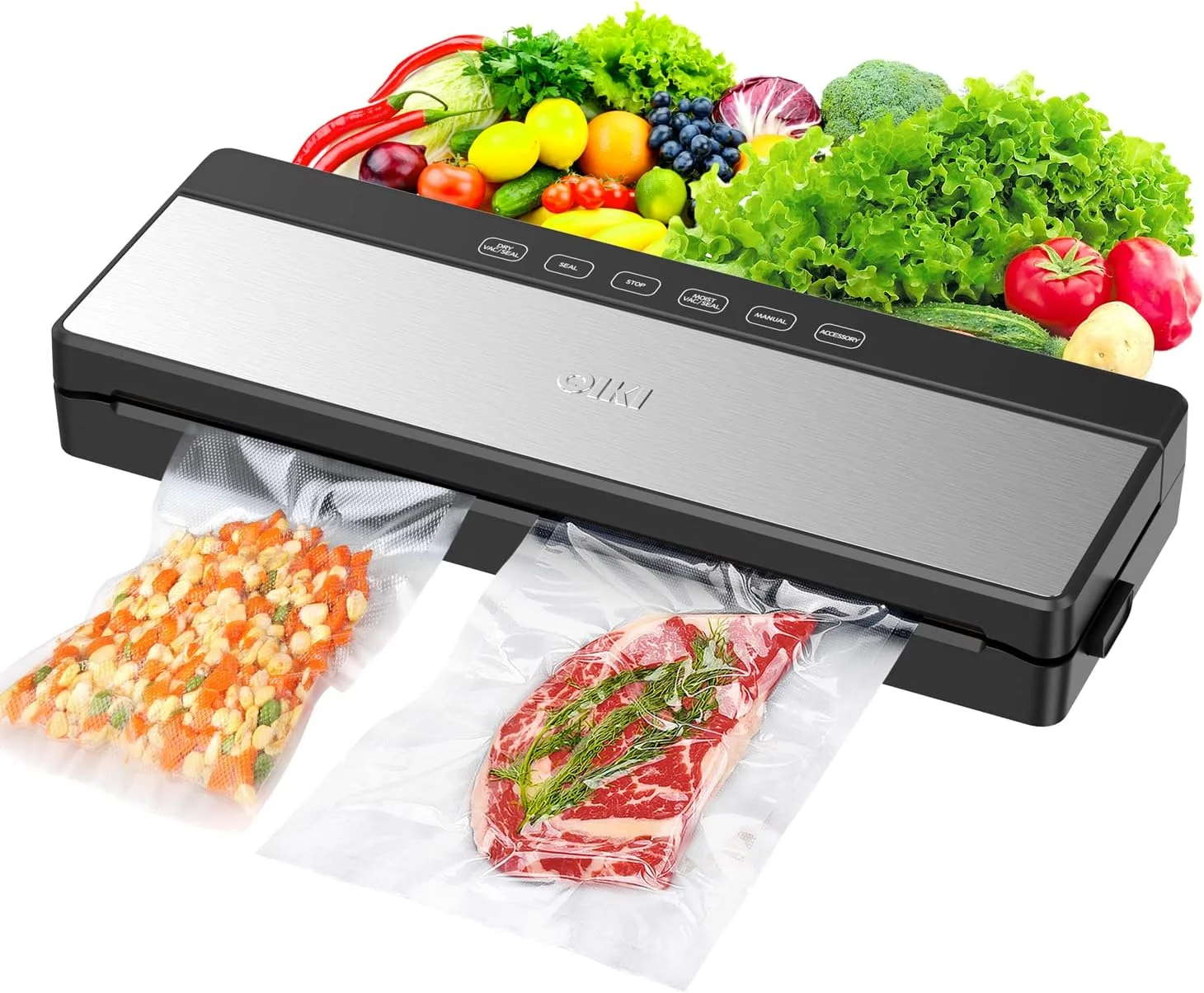 Vacuum sealer preserving bulk meat and vegetables